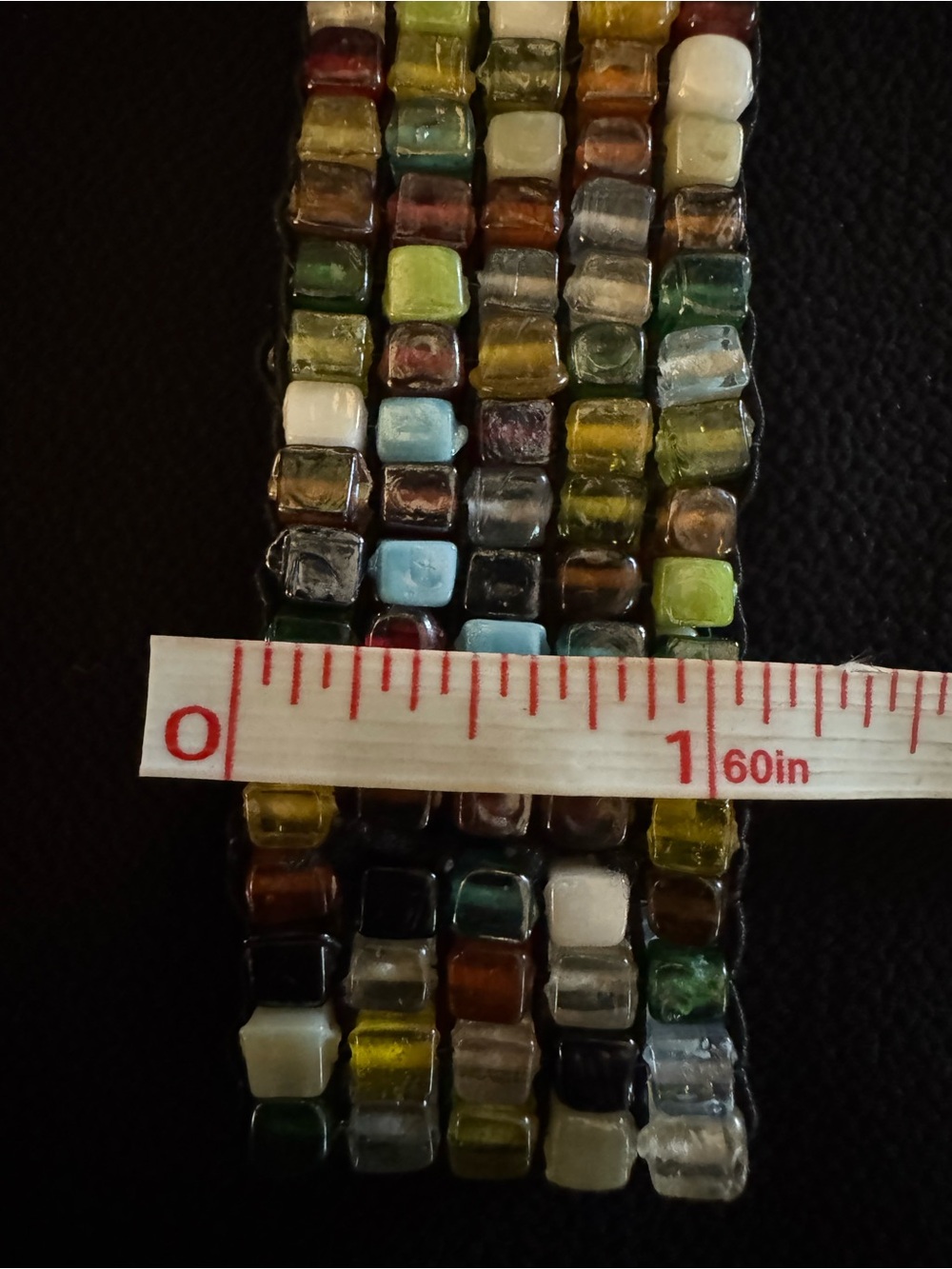 Multicolor Glass Mosaic Square Bead Wide Stretch Bracelet - Picture 2 of 3